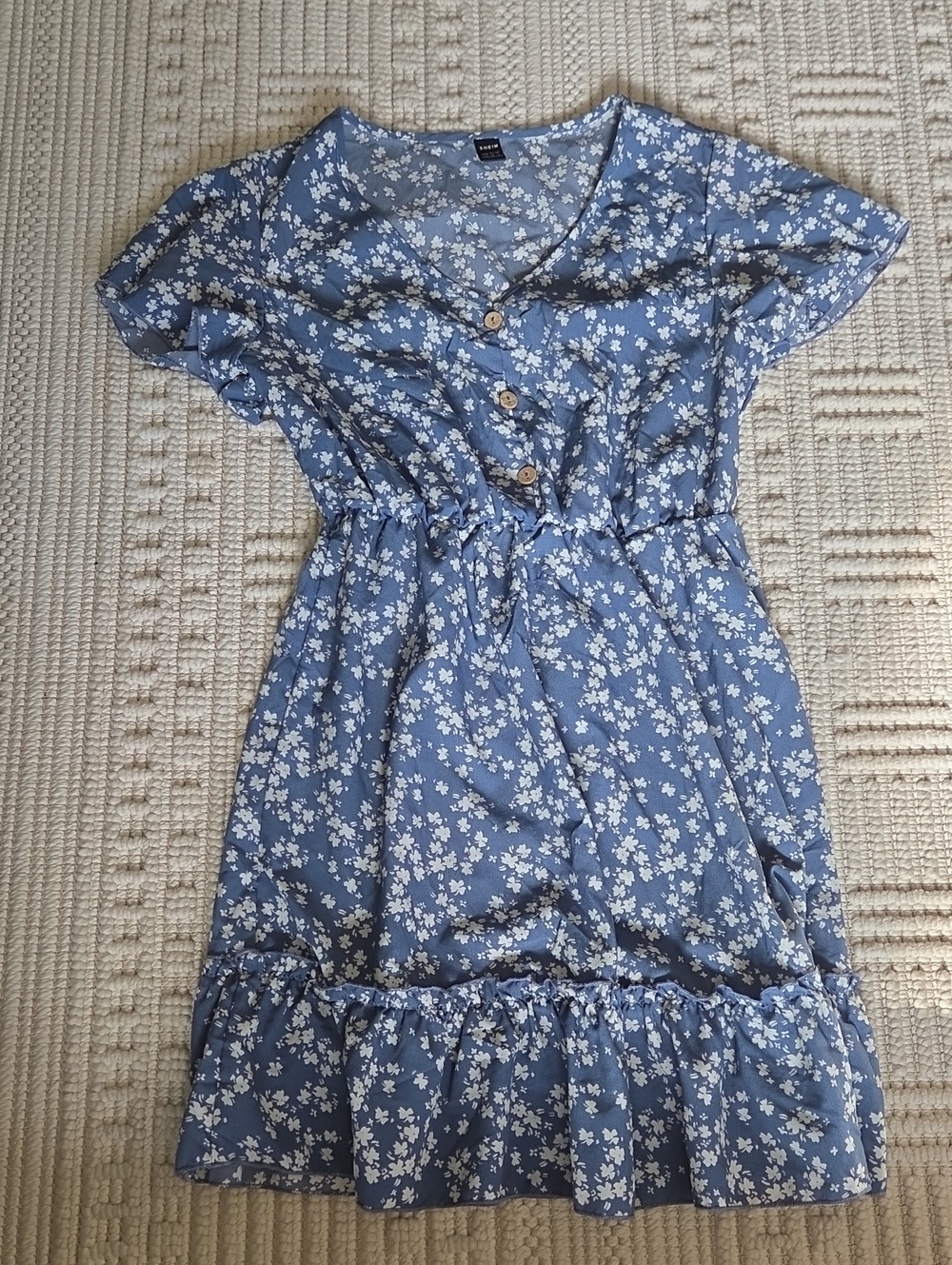 SHEIN Light Blue Floral Dress with White Flowers